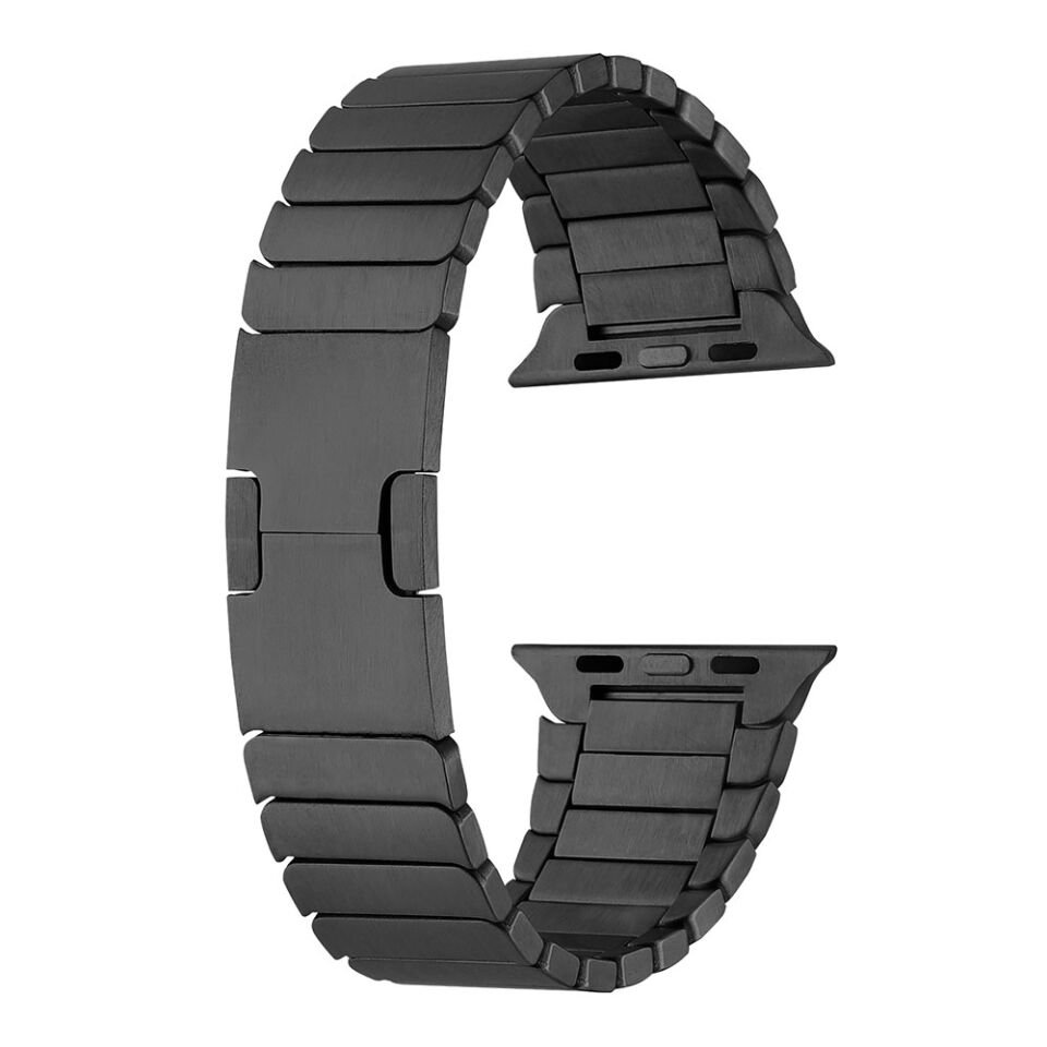 Apple Watch 2/3/4/5/6/7/8/se/nike 38mm 40mm 41mm Metal Kordon Parçalı Çizgi Tasarım (KRD-82) Siyah