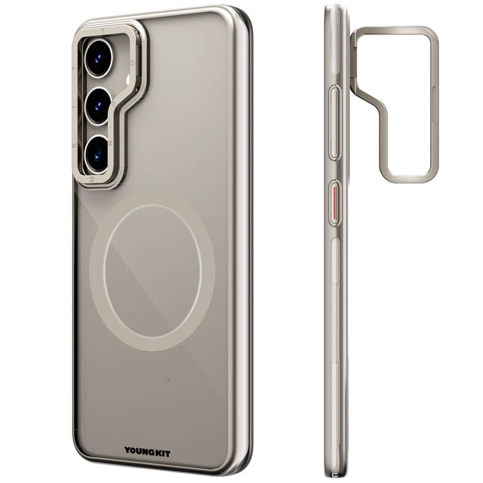 Samsung Galaxy S24 Kılıf Magsafe Şarj Özellikli Sararma Önleyici Youngkit Crystal Grid Kapak