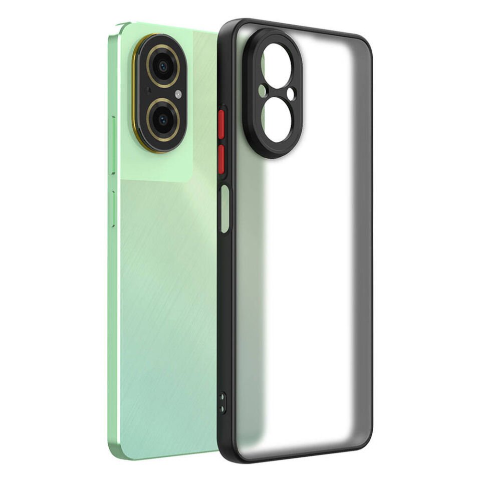 Realme 12 Lite Kılıf Mat Kamera Korumalı Renkli Tuşlu Sert Silikon Kapak (HUX) Siyah