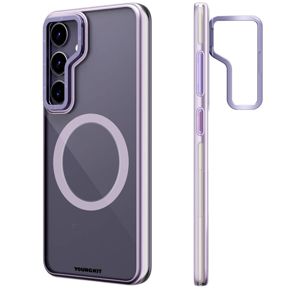 Samsung Galaxy S24 Plus Kılıf Magsafe Şarj Özellikli Sararma Önleyici Youngkit Crystal Grid Kapak