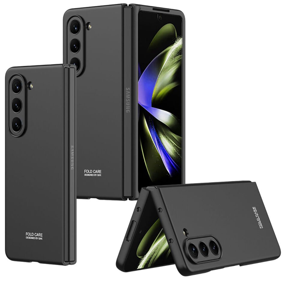 Samsung Galaxy Z Fold 5 Kılıf Mat Görünümlü Ultra İnce Sert Kıpta Kapak Siyah