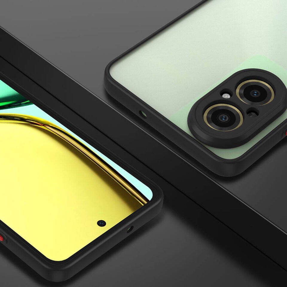 Realme 12 Lite Kılıf Mat Kamera Korumalı Renkli Tuşlu Sert Silikon Kapak (HUX) Lacivert