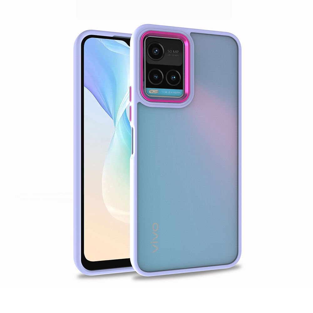 Vivo Y33S Kılıf Kamera Çıkıntılı Arkası Şeffaf Hassas Tuşlu Kenarlı Kapak (Flora) Yeşil