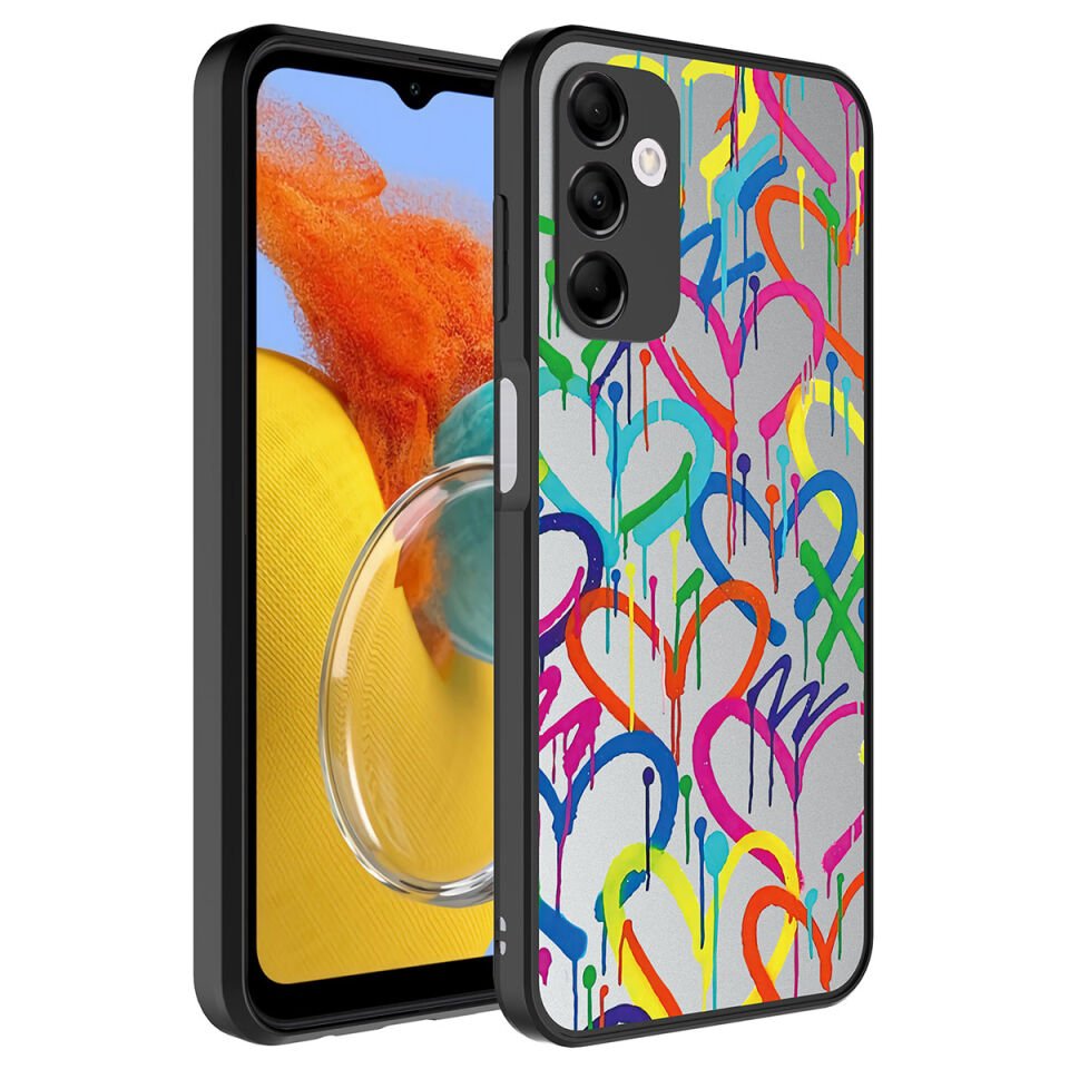 Samsung Galaxy M14 Kılıf Aynalı Desenli Kamera Korumalı Parlak HEPTEKİLETİŞİM Mirror Kapak