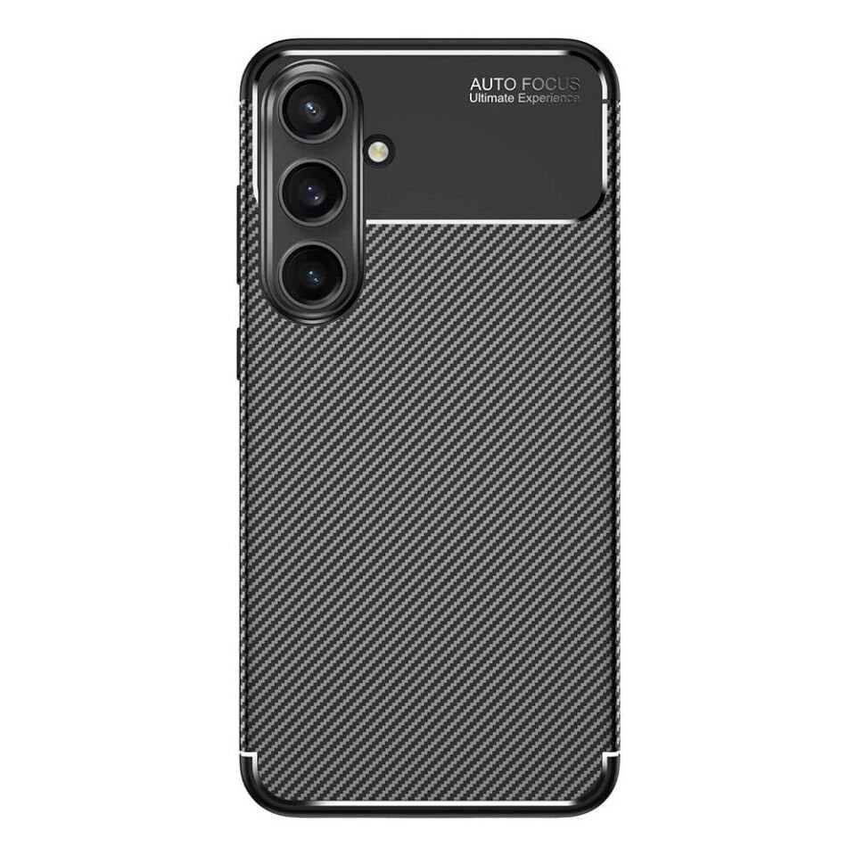 Samsung Galaxy S24 FE Kılıf Kamera Çıkıntılı Karbon Fiber Dokulu Renk Atmaz Kapak (NEGRO) Siyah