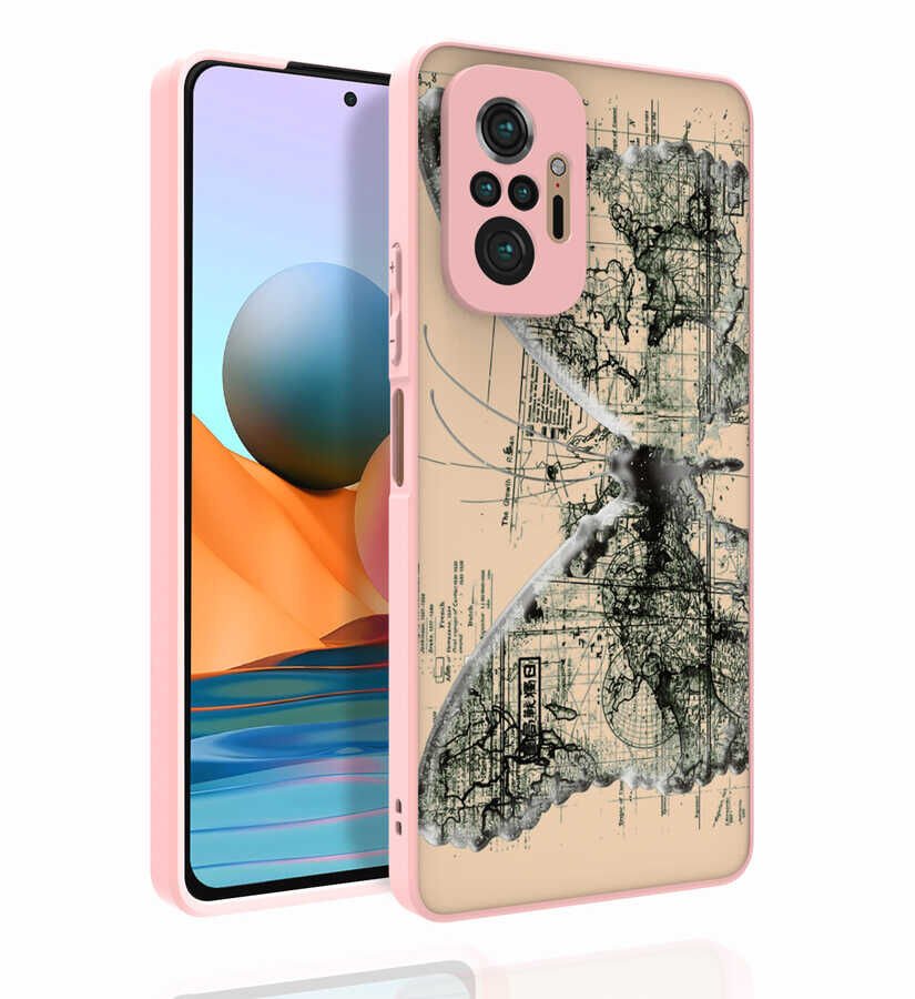 Xiaomi Redmi Note 10 Pro Kılıf Kabartmalı Kamera Korumalı Desenli Darbe Emici Renkli Kapak (Nora) NO4