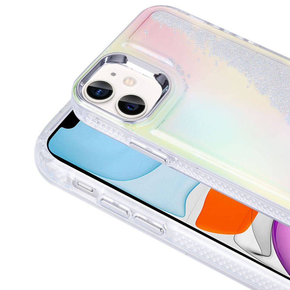 Apple iPhone 11 Kılıf Airbagli Renkli Arka Yüzey Boncuk Tasarımlı Kapak (Kumul) Mor