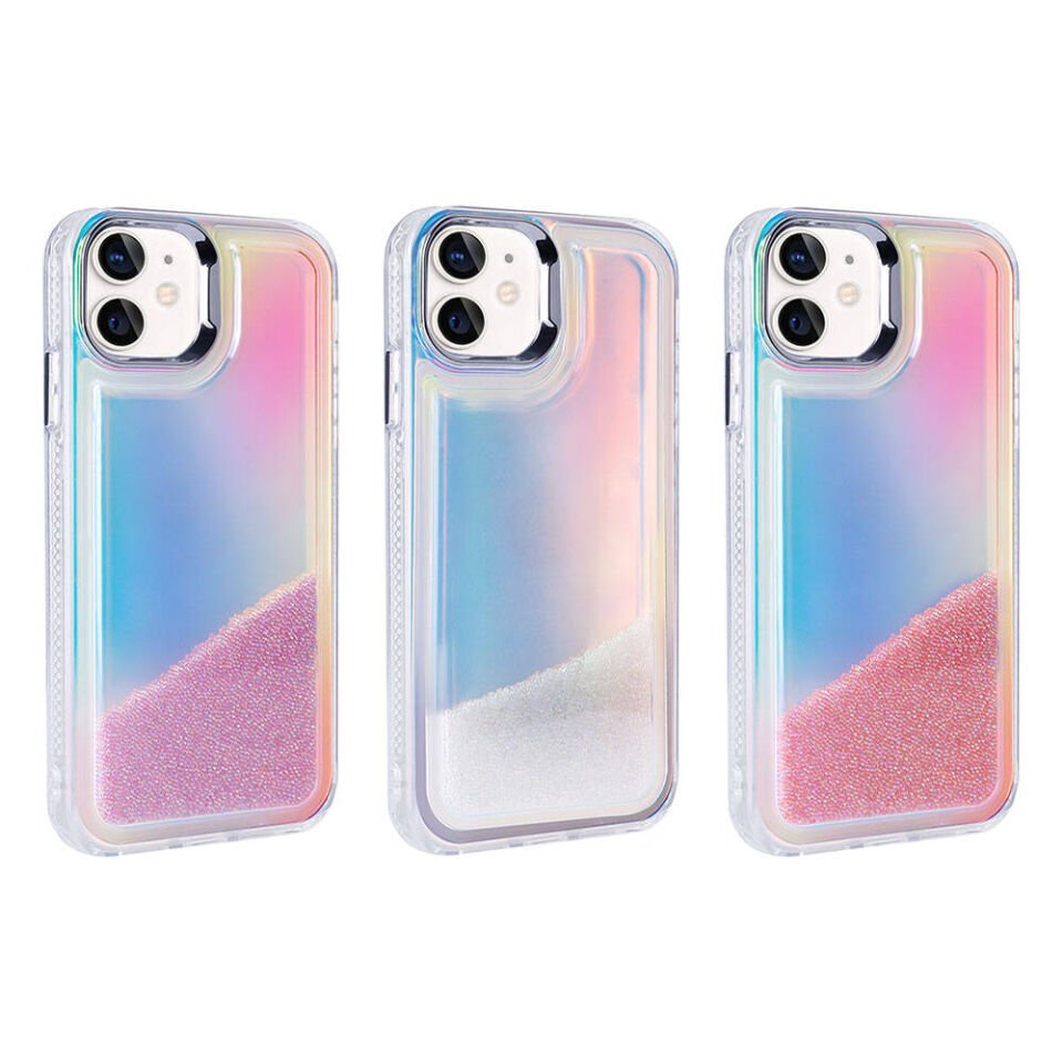 Apple iPhone 11 Kılıf Airbagli Renkli Arka Yüzey Boncuk Tasarımlı Kapak (Kumul) Mor