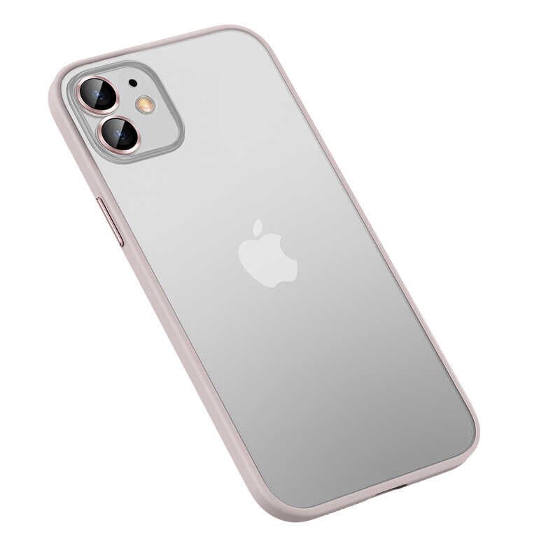 Apple iPhone 11 Kılıf Lens Koruyuculu Kenarları Renkli Arkası Mat Kapak (retro) Rose Gold