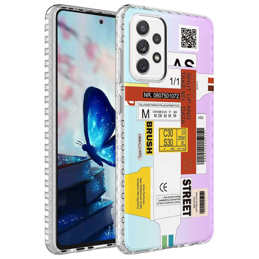 Samsung Galaxy A23 Kılıf Kamera Çıkıntılı Airbag Kenarlı Darbe Emici Desenli Kapak (ELEGANS) NO1