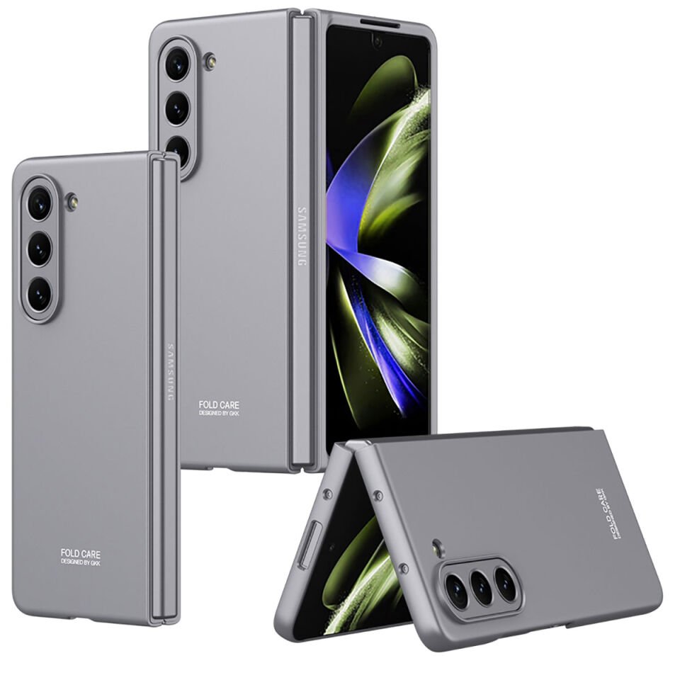 Samsung Galaxy Z Fold 5 Kılıf Mat Görünümlü Ultra İnce Sert Kıpta Kapak Gri