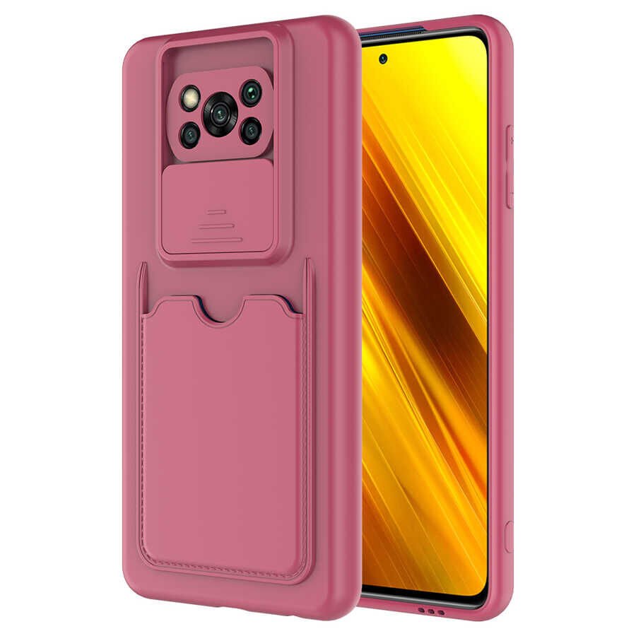 Xiaomi Poco X3 Kılıf Cüzdan Sürgülü Kamera Korumalı Kartllıklı Bölmeli Kapak (Kartix) Koyu Mor