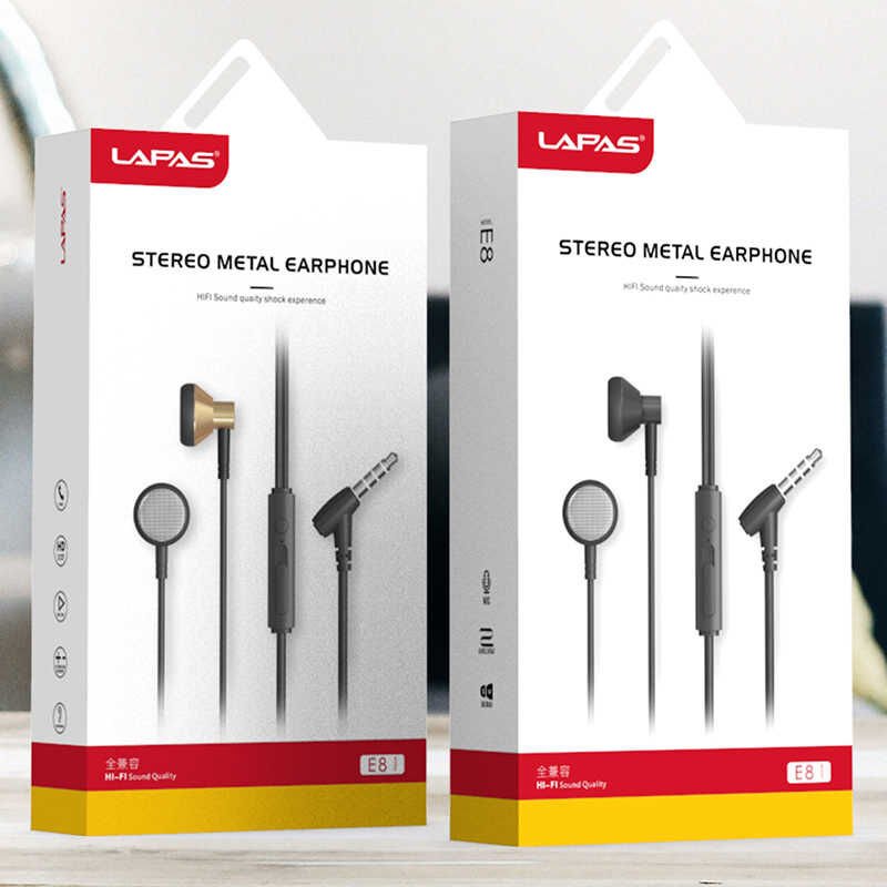Yüksek Kalite ve Ses Performanslı Kulaklık (Lapas E8 3.5mm Kulaklık) Gold