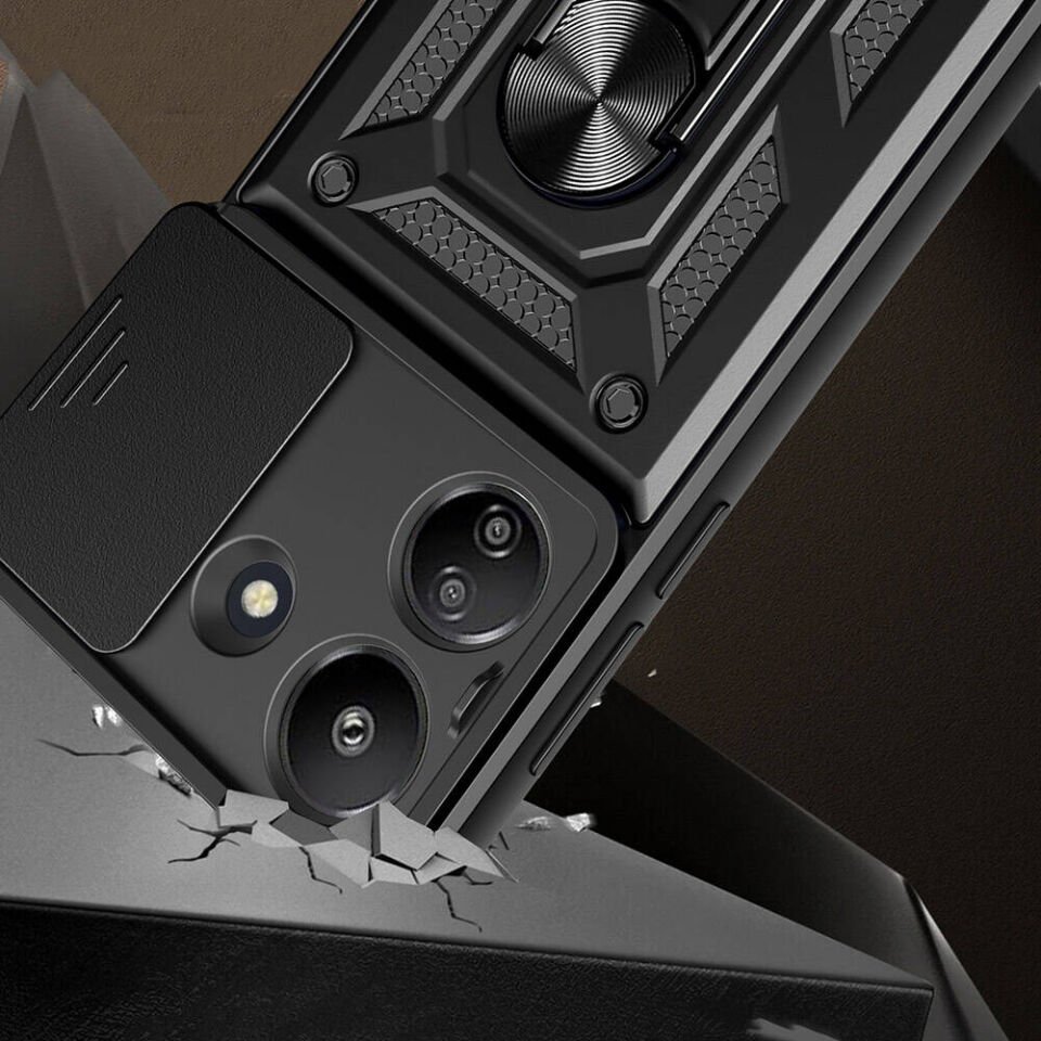 Xiaomi Poco C65 Kılıf Magnetik Standlı Kamera Korumalı HEPTEKİLETİŞİM Sürgülü Vega Kapak
