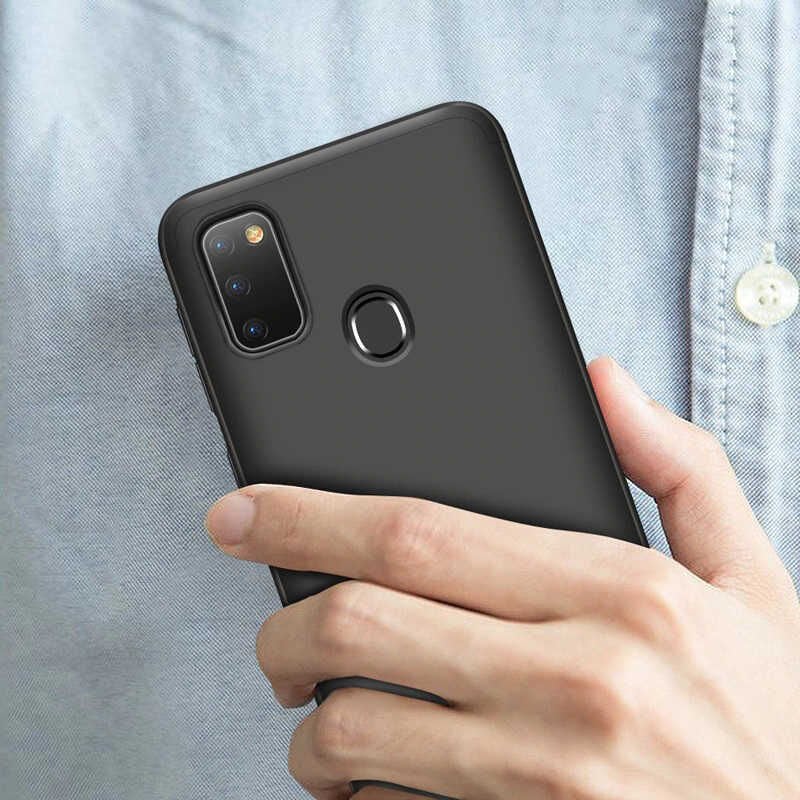 Samsung Galaxy M21 Kılıf 360 Tam Koruma Ön Ve Arka Sert Mika Kapak Orjinal Ays Gkk Kapak Siyah-Kırmızı