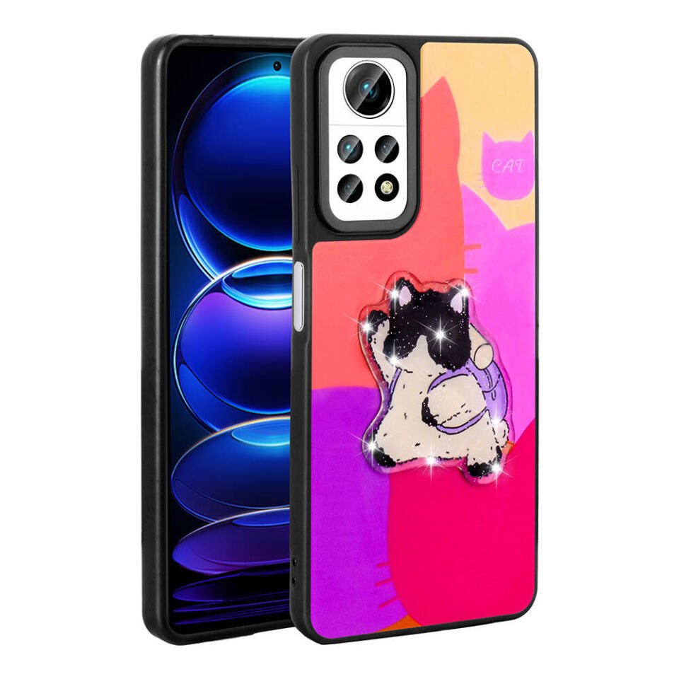 Xiaomi Redmi Note 12 Pro 4G Kılıf Parlayan Kabartmalı İkonik Figürlü Silikon Kapak (Amas) Siyah