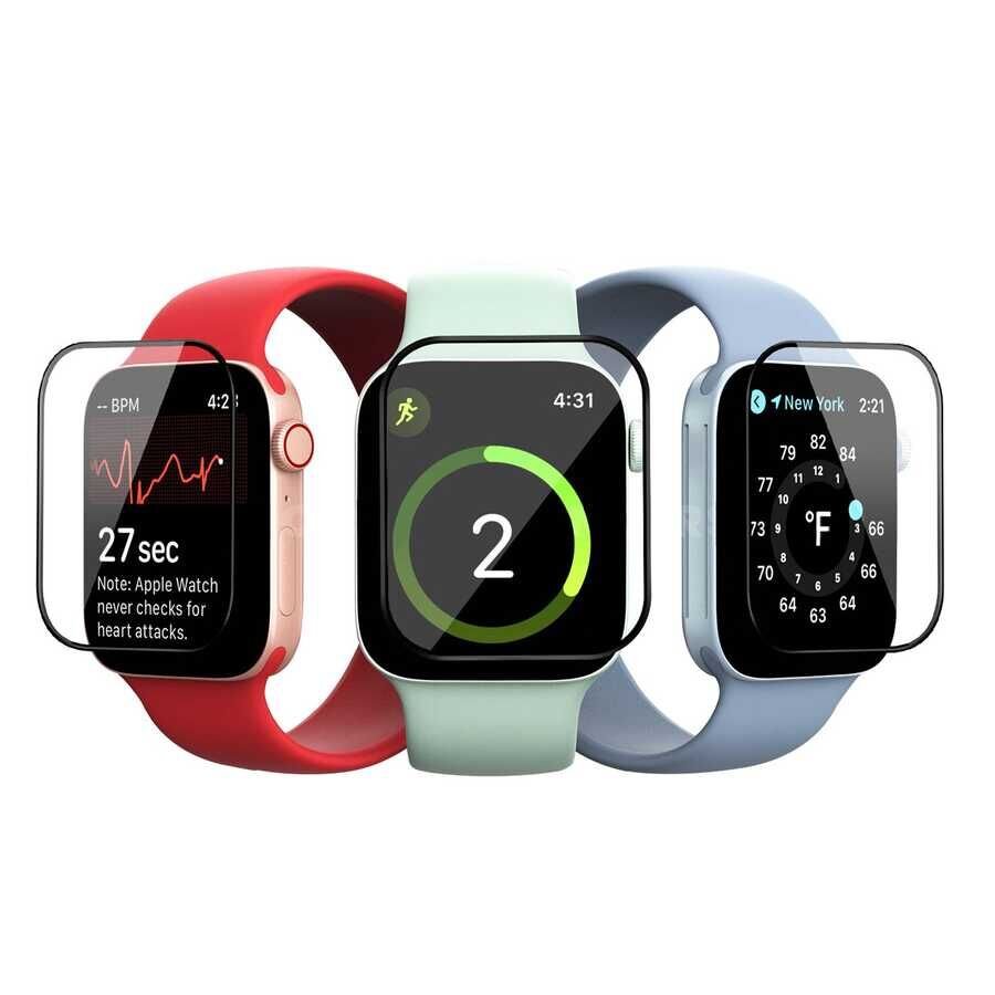 Apple Watch 44mm HEPTEKİLETİŞİM PMMA Silikon Body Saat Ekran Koruyucu