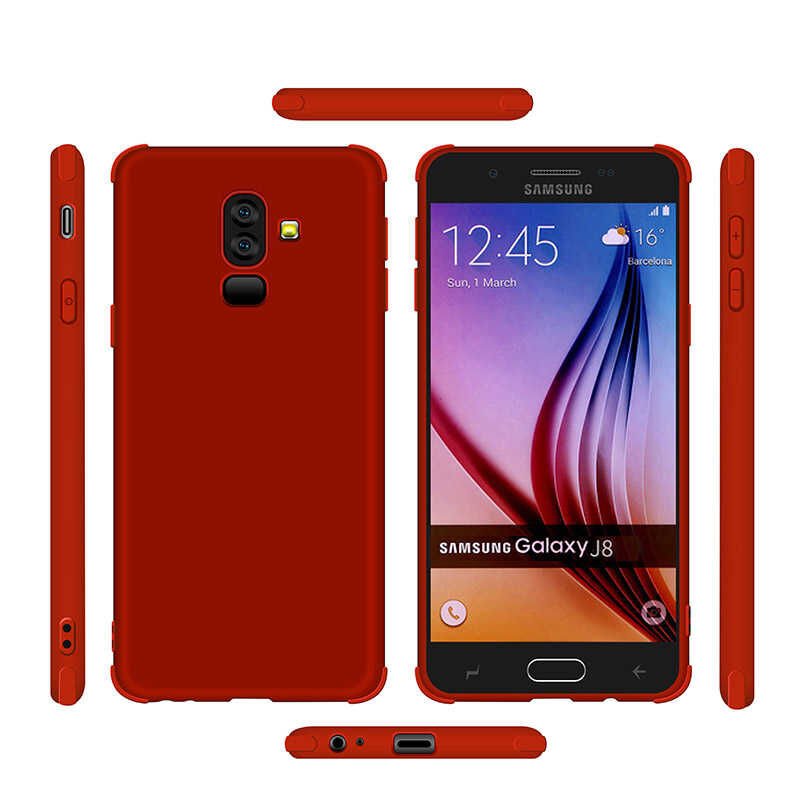 Samsung Galaxy J8 Sililkon Mat Soft Yüzeyli Kapak (NEVA) Kırmızı