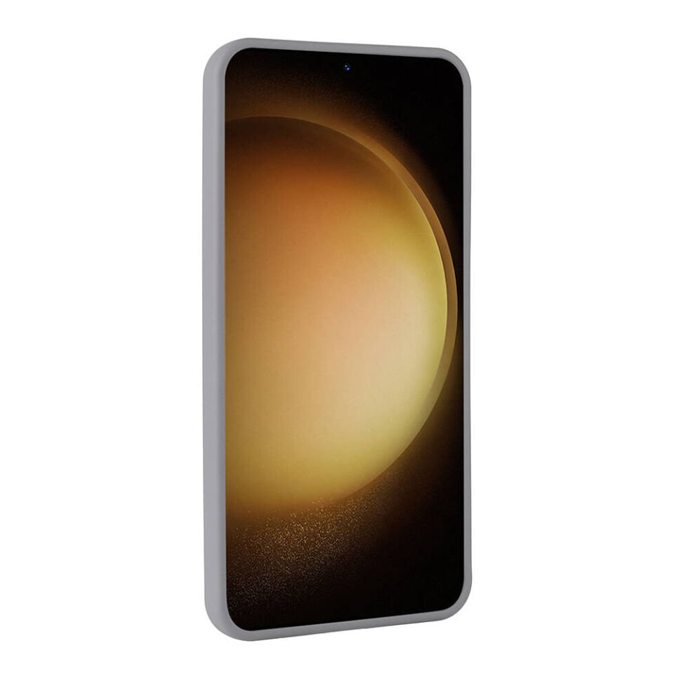 Samsung Galaxy S23 Kılıf Parlak Taşlı Tasarım Kamera Kısmı Yükseltili Korumalı Kapak (Pırlanta) Gri