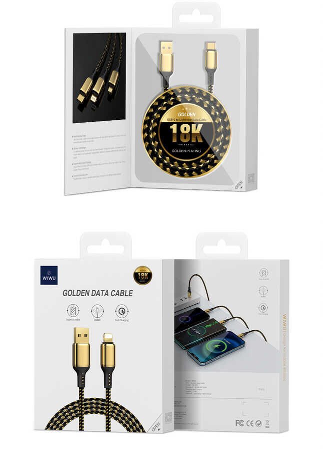 Wiwu Golden Series GD-100 Lightning Data Kablo 2M