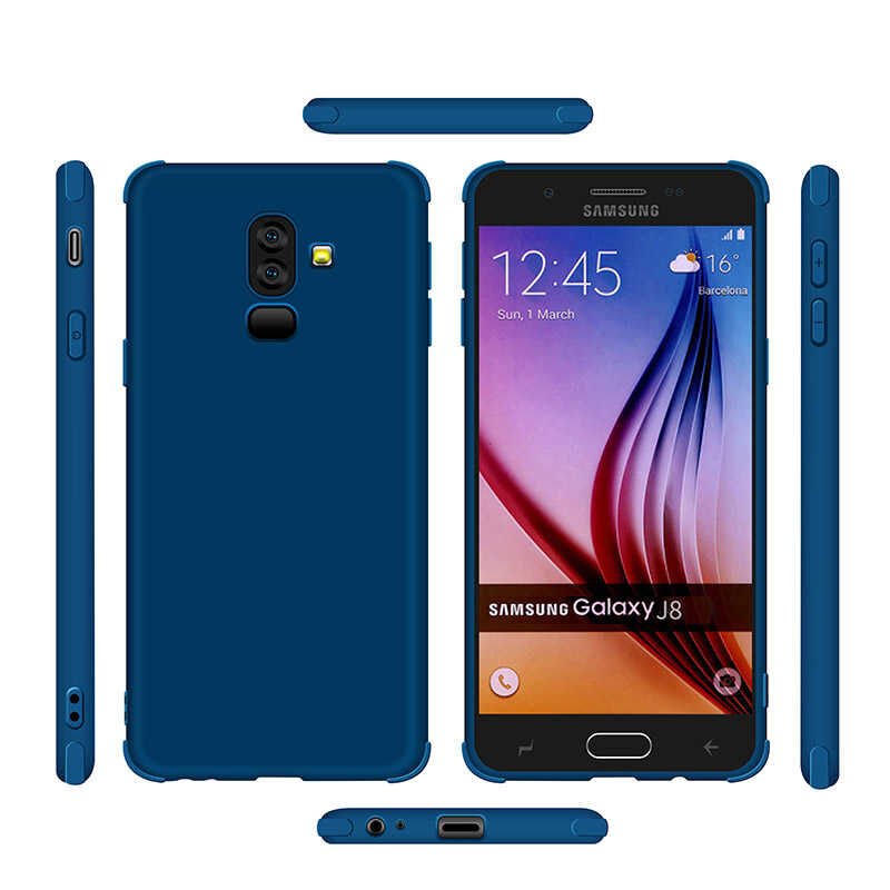 Samsung Galaxy J8 Sililkon Mat Soft Yüzeyli Kapak (NEVA) Lacivert
