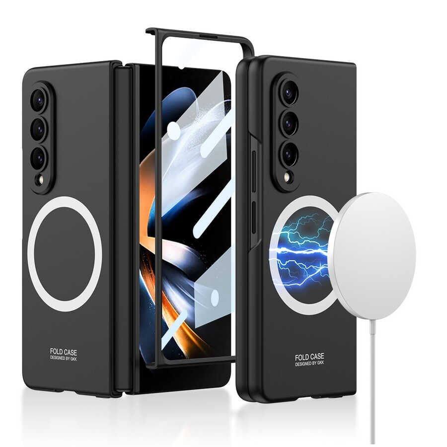 Samsung Galaxy Z Fold 4 Kılıf Wireless Şarj Özellikli HEPTEKİLETİŞİM Kıpta Magsafe Kapak