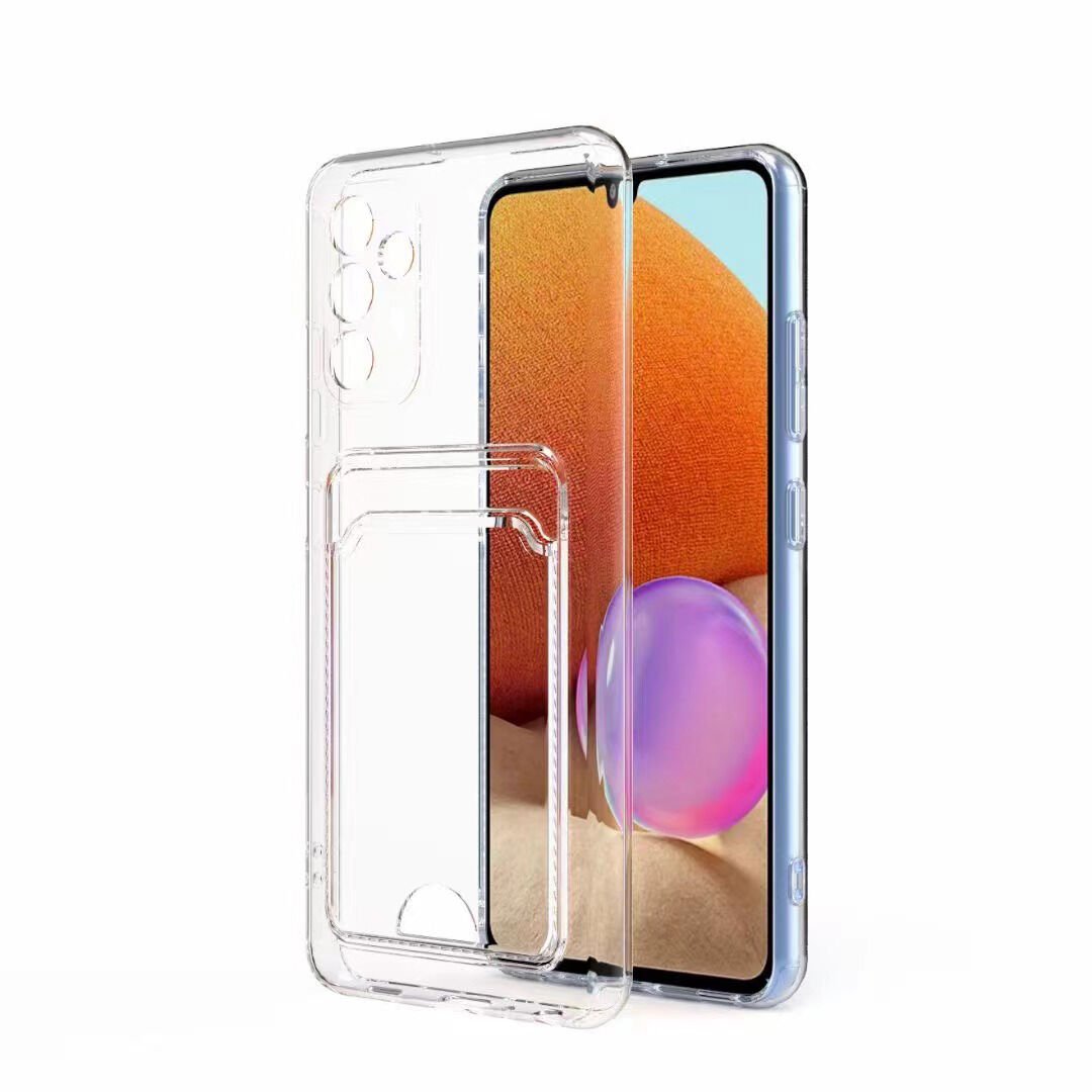 Samsung Galaxy A14 Kılıf Kartlıklı Cüzdanlı Kamera Korumalı Şeffaf Esnek Silikon Kapak (setra) Renksiz