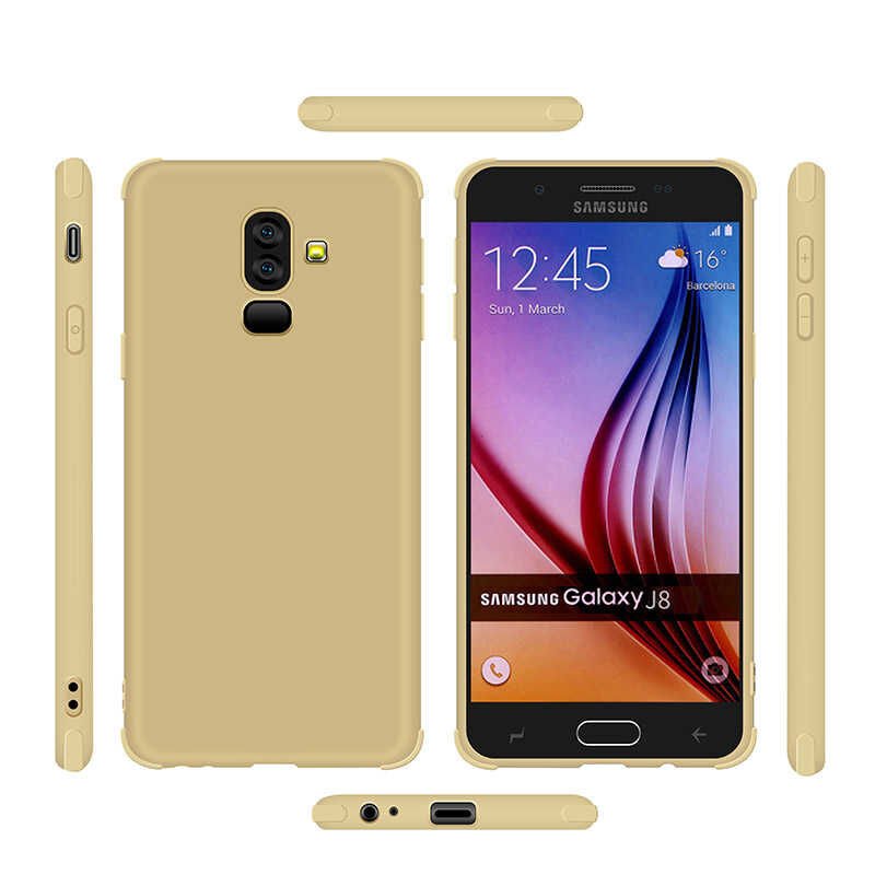 Samsung Galaxy J8 Sililkon Mat Soft Yüzeyli Kapak (NEVA) Gold