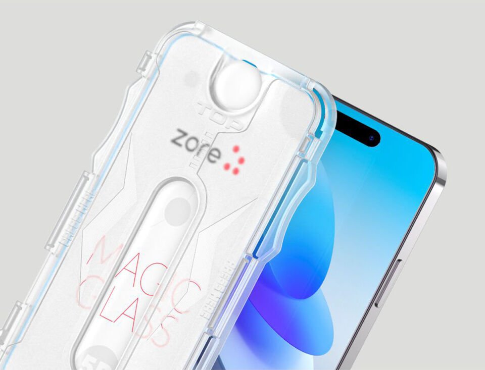 Apple iPhone 15 Pro HEPTEKİLETİŞİM Kolay Uygulama Aparatlı 5D Magic Glass Cam Ekran Koruyucu
