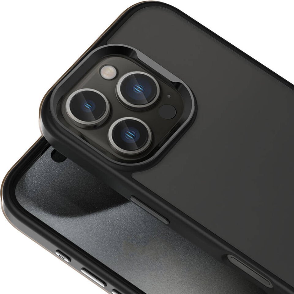 Apple iPhone 16 Pro Max Kılıf Magsafe Şarj Özellikli Parlak Kamera Çerçeveli Kapak (Kost) Siyah
