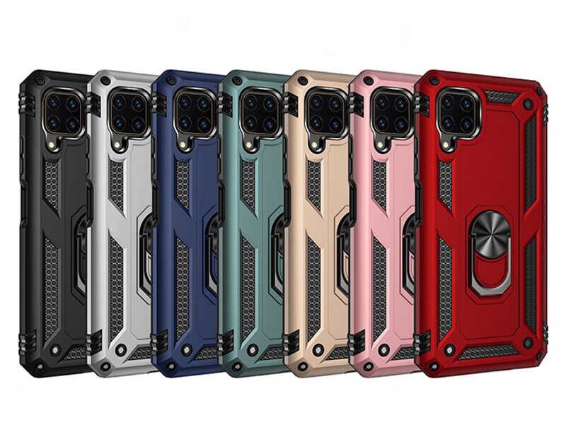Huawei P40 Lite Kılıf Tank Zırh Yüzüklü Mıknatıslı Standlı Kapak (VEGA) Kırmızı