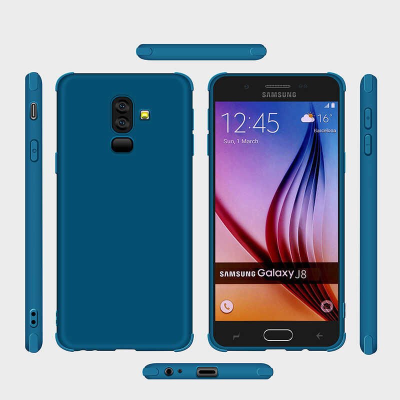 Samsung Galaxy J8 Sililkon Mat Soft Yüzeyli Kapak (NEVA) Petrol Mavi