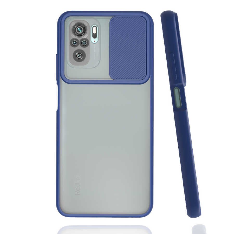 Xiaomi Poco M5S Kılıf Slayt Sürgülü Kamera Korumalı Renkli Silikon Kapak Pembe Açık