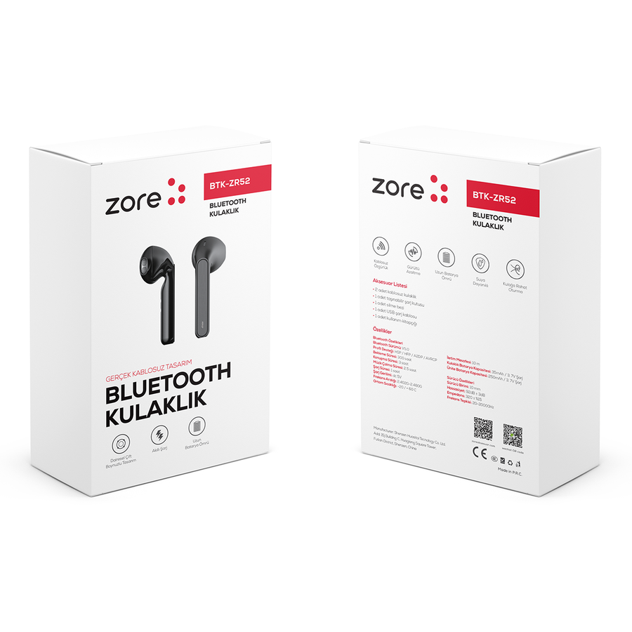 Hafif Portatif Kolayca Katlanıp Taşınabilir Dizayn Kulaklık (BTK-ZR52 Bluetooth Kulaklık) Siyah