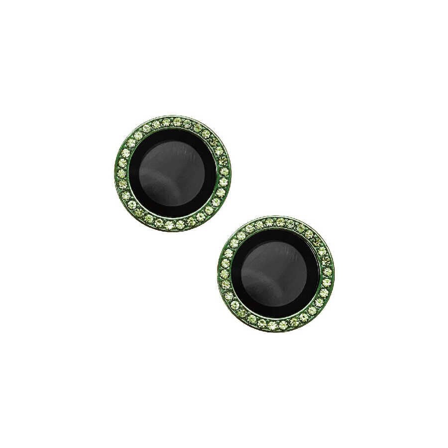 Apple iPhone 12 Mini Kamera Lens Koruyucu Renkli Taşlı Tasarım Kolay Takma Aparatlı (CL-06) Yeşil
