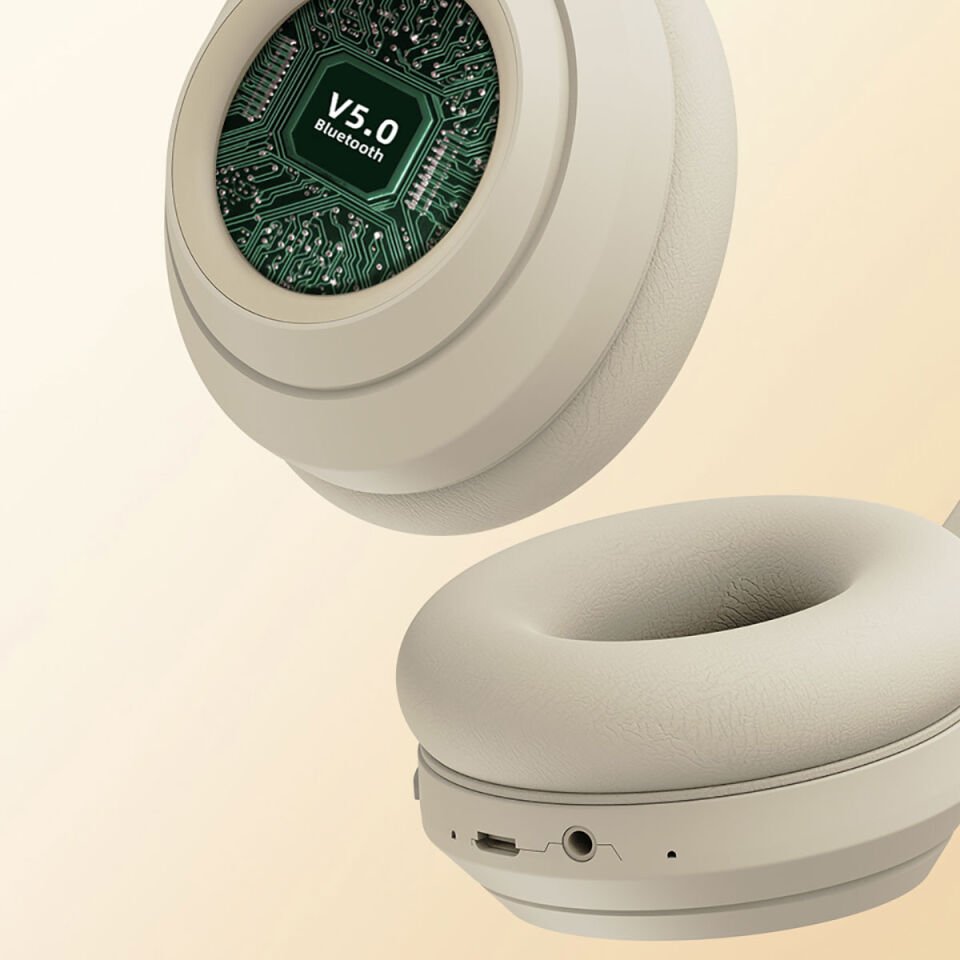 Kulak Üstü Bluetooth Kulaklık Ayarlanabilir ve Katlanabilir Kulaklık (DR-58) Krem