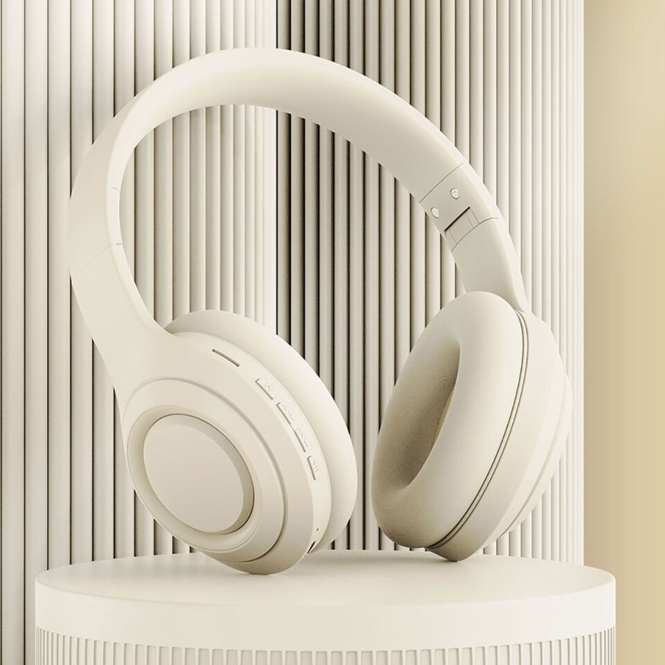 Kulak Üstü Bluetooth Kulaklık Ayarlanabilir ve Katlanabilir Kulaklık (DR-58) Krem