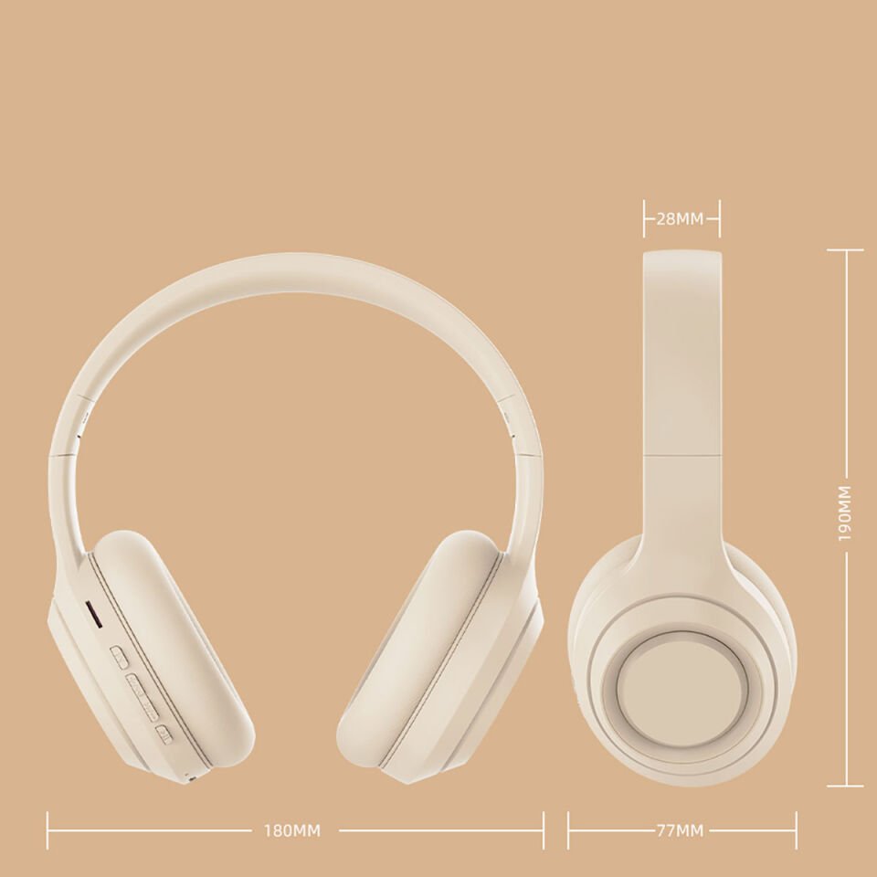 Kulak Üstü Bluetooth Kulaklık Ayarlanabilir ve Katlanabilir Kulaklık (DR-58) Krem