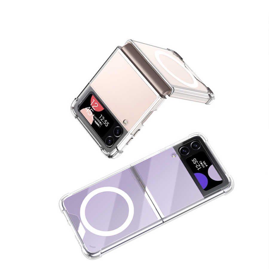 Samsung Galaxy Z Flip 3 Kılıf Wireless Şarj Özellikli Airbagli HEPTEKİLETİŞİM Kıpta Anti Shock Magsafe Kapak