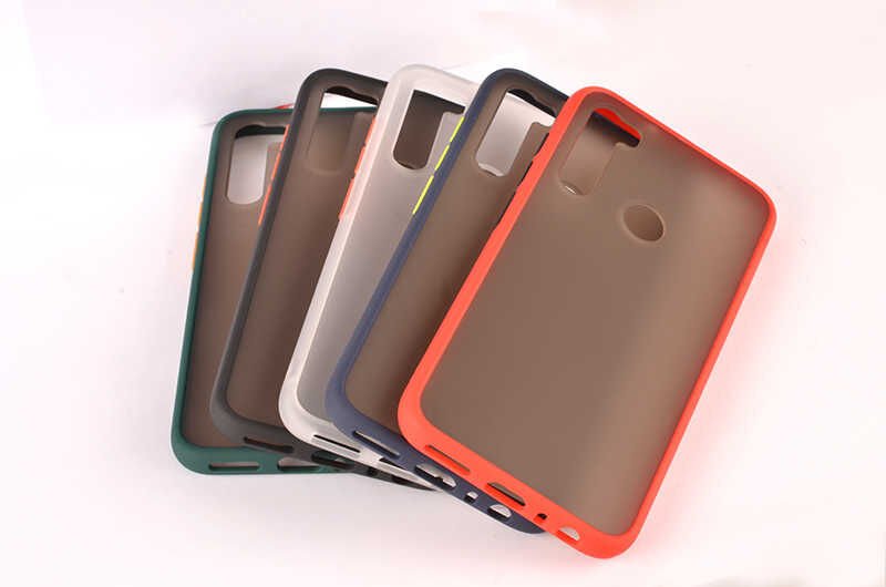Xiaomi Redmi Note 8 Kılıf Mat Parmak İzi Yapmaz Renkli Tuşlu Sert Silikon Kapak (fri) Kırmızı