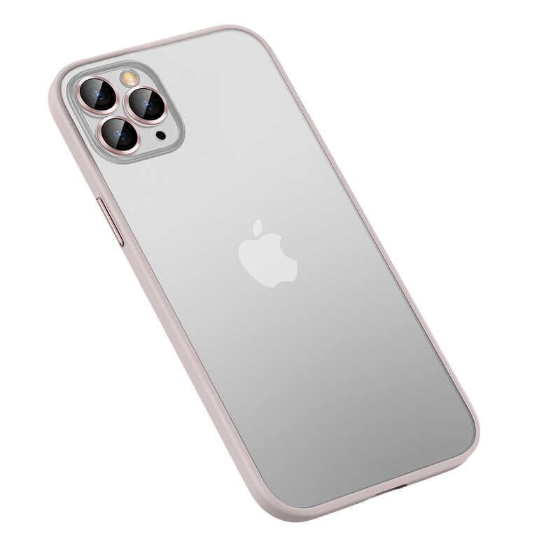 Apple  iPhone 12 Pro Kılıf Lens Koruyuculu Kenarları Renkli Arkası Mat Kapak (retro) Mavi