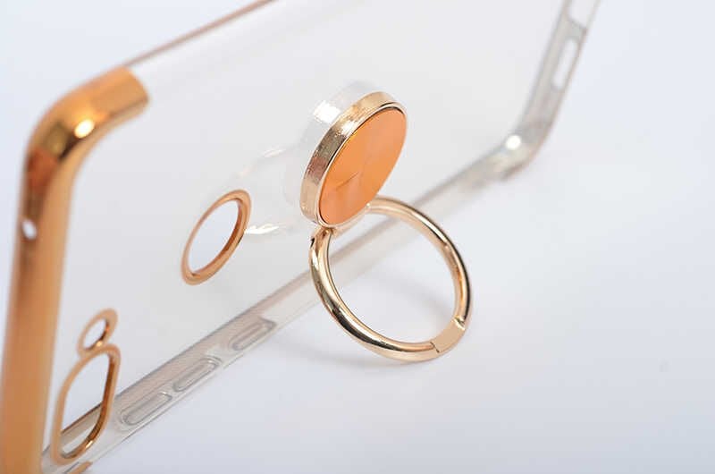 Xiaomi Mi 8 Lite Kılıf Yüzüklü Standlı Silikon Köşeleri Renkli Kapak (GES) Siyah