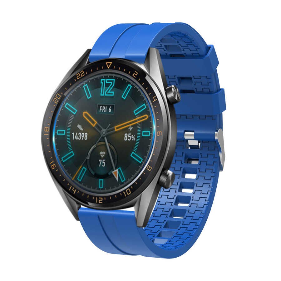 Huawei GT2 46mm (22mm) Silikon Kordon Esnek Yapılı Tasarım (KRD-23) Saks Mavi