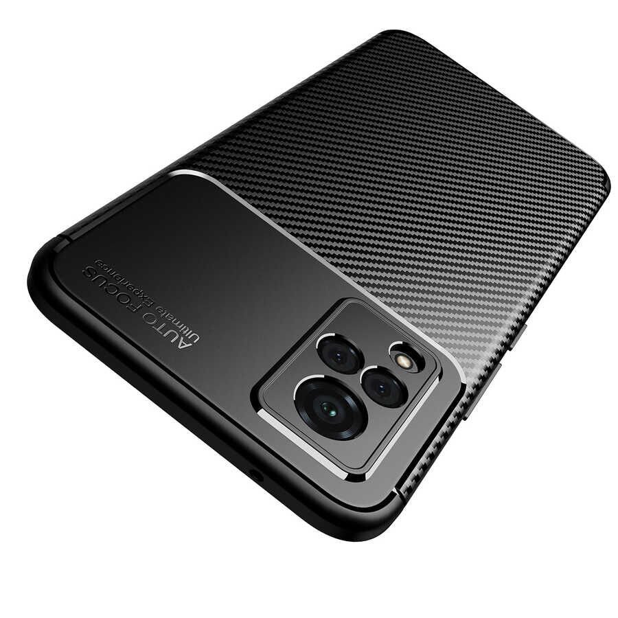 Vivo V21 Kılıf Kamera Çıkıntılı Karbon Fiber Dokulu Renk Atmaz Kapak (NEGRO) Siyah