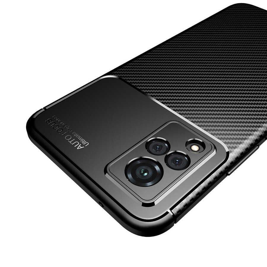 Vivo V21 Kılıf Kamera Çıkıntılı Karbon Fiber Dokulu Renk Atmaz Kapak (NEGRO) Siyah