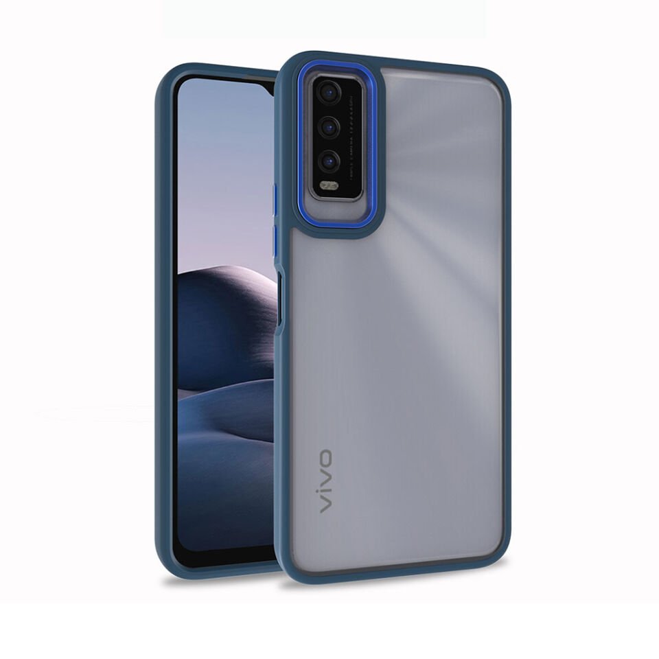 Vivo Y20S Kılıf Kamera Çıkıntılı Arkası Şeffaf Hassas Tuşlu Kenarlı Kapak (Flora) Rose Gold