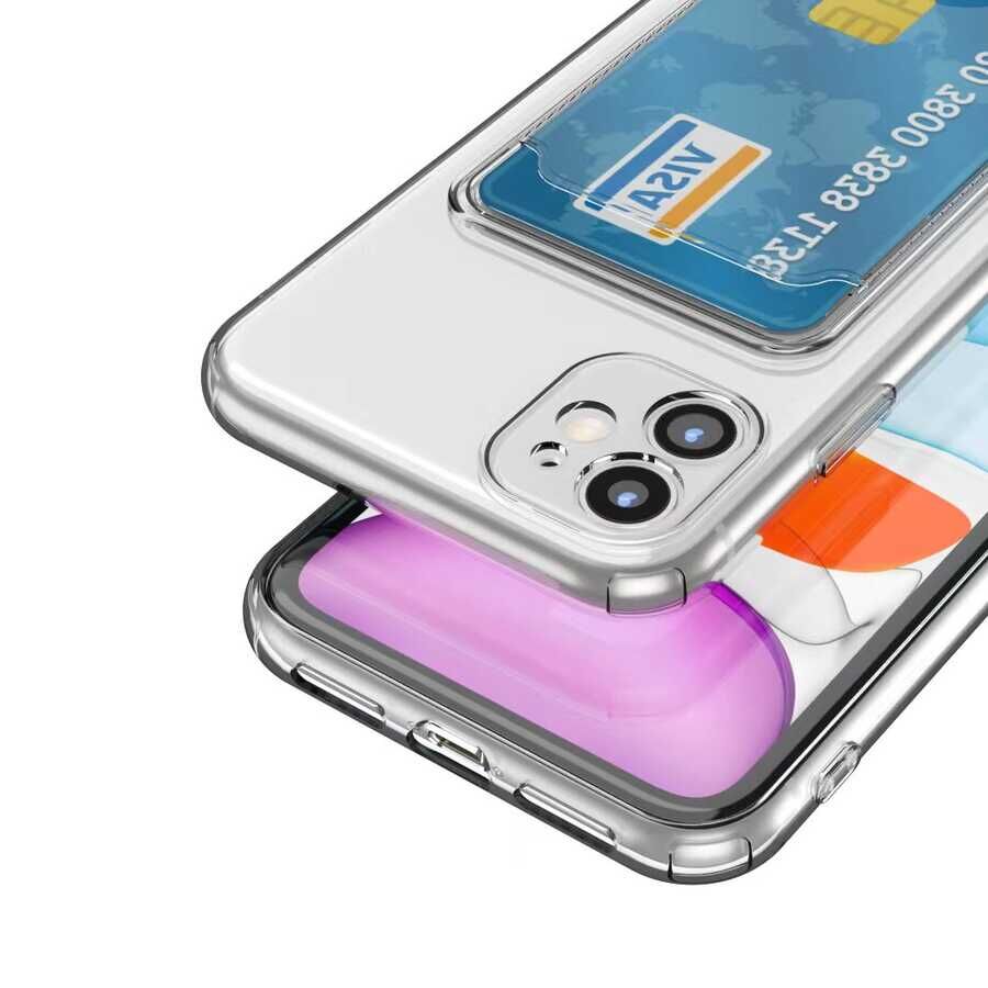 Apple iPhone 11 Kılıf Kartlıklı Şeffaf HEPTEKİLETİŞİM Setra Clear Silikon Kapak