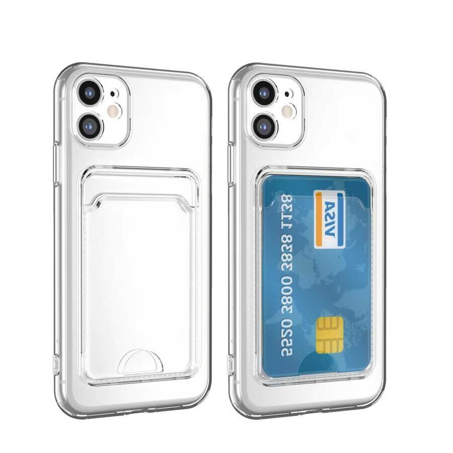 Apple iPhone 11 Kılıf Kartlıklı Şeffaf HEPTEKİLETİŞİM Setra Clear Silikon Kapak