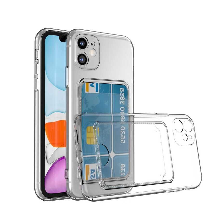 Apple iPhone 11 Kılıf Kartlıklı Şeffaf HEPTEKİLETİŞİM Setra Clear Silikon Kapak