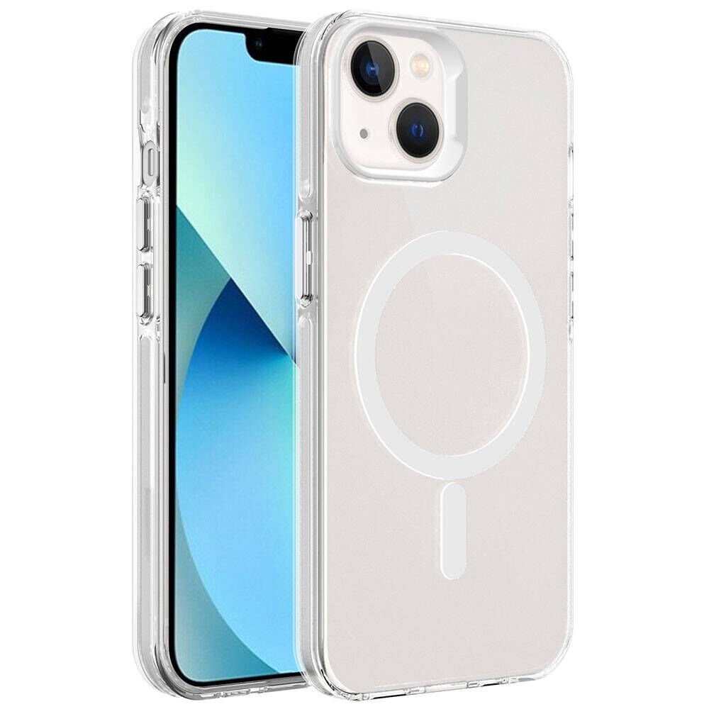 Apple iPhone 15 Plus Kılıf Kamera Çıkıntılı Magsafe Şarj Destekli Buzlu Transparan Kapak (C-Pro) Renksiz